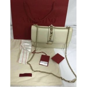 Valentino Women Shoulder Bag Glam Lock Off White